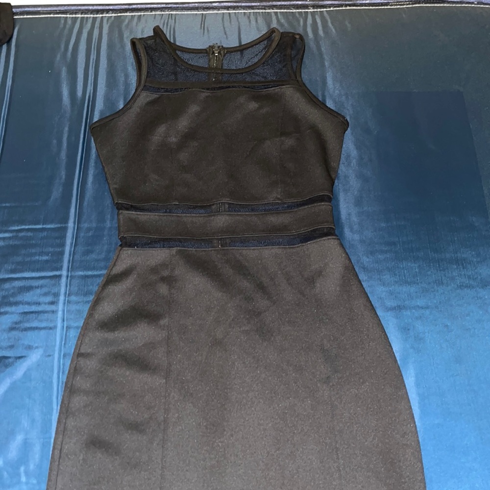 Mesh black bodycon dress